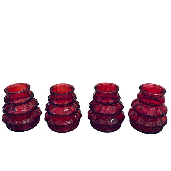 Glass Christmas Tree Shot Glasses Set of 4 Holiday Red New - Picture 13 of 16